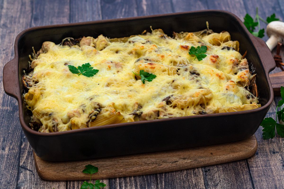 Gratin poulet champignon