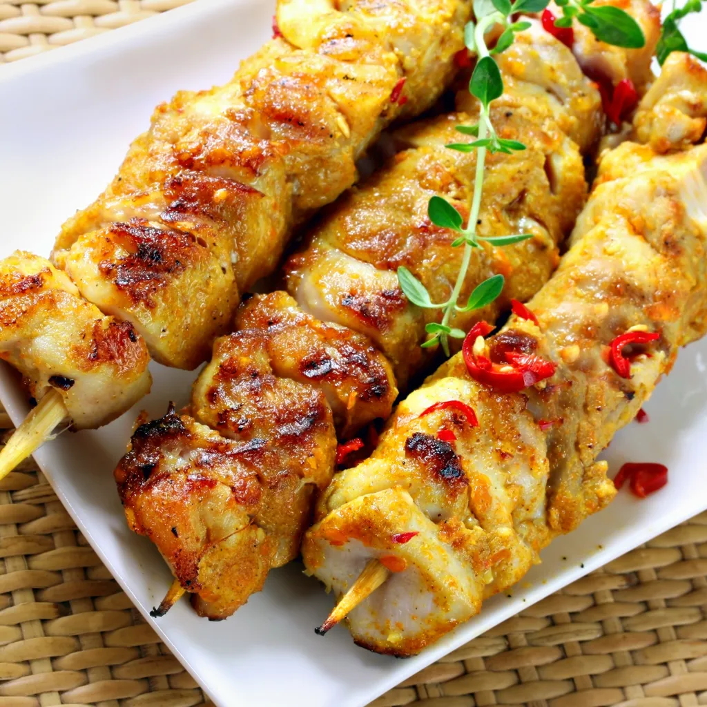Brochette de poulet mariné